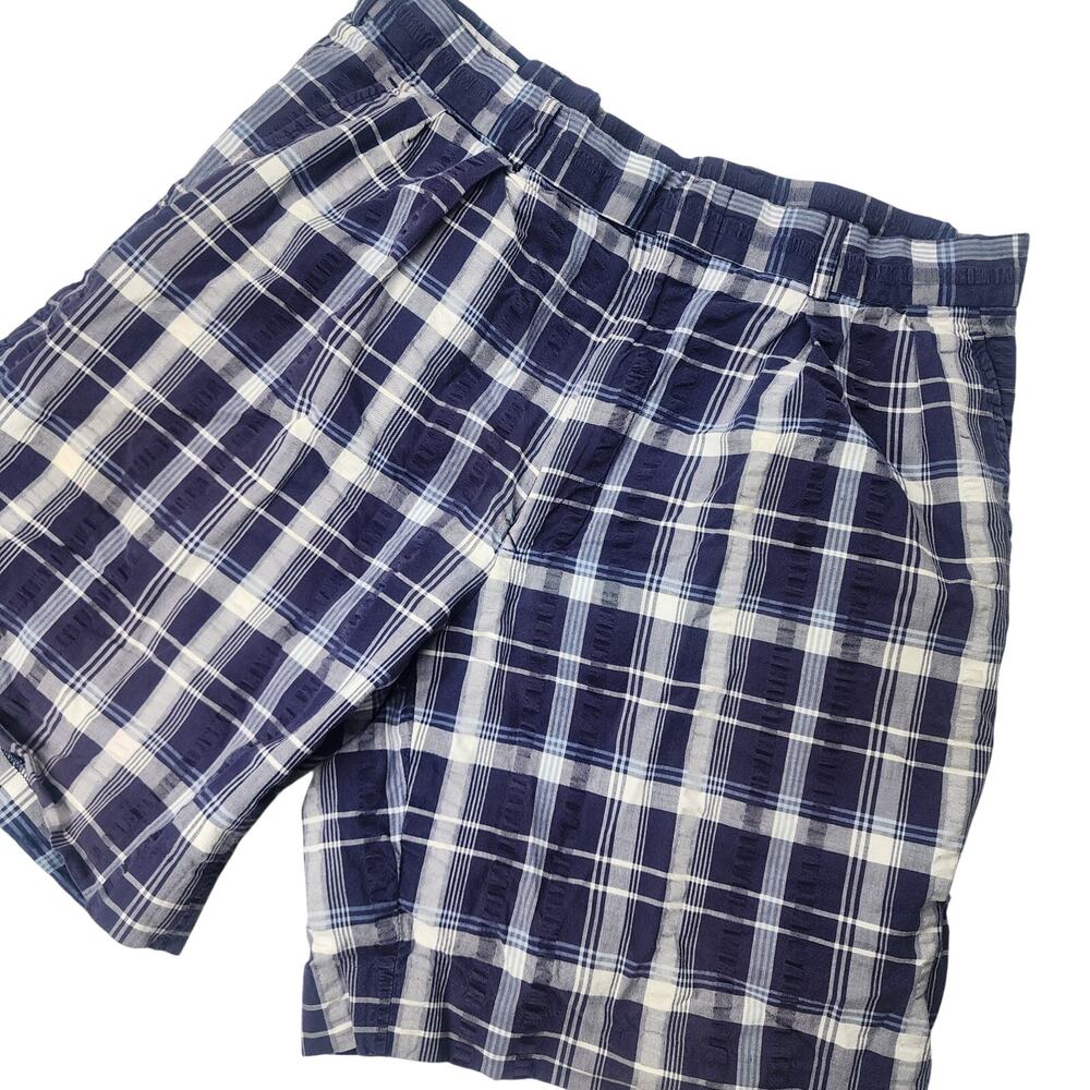 Brooks Brothers Shorts Men's Size 32 8" inseam Plaid Patchwork Madras Blue Gray